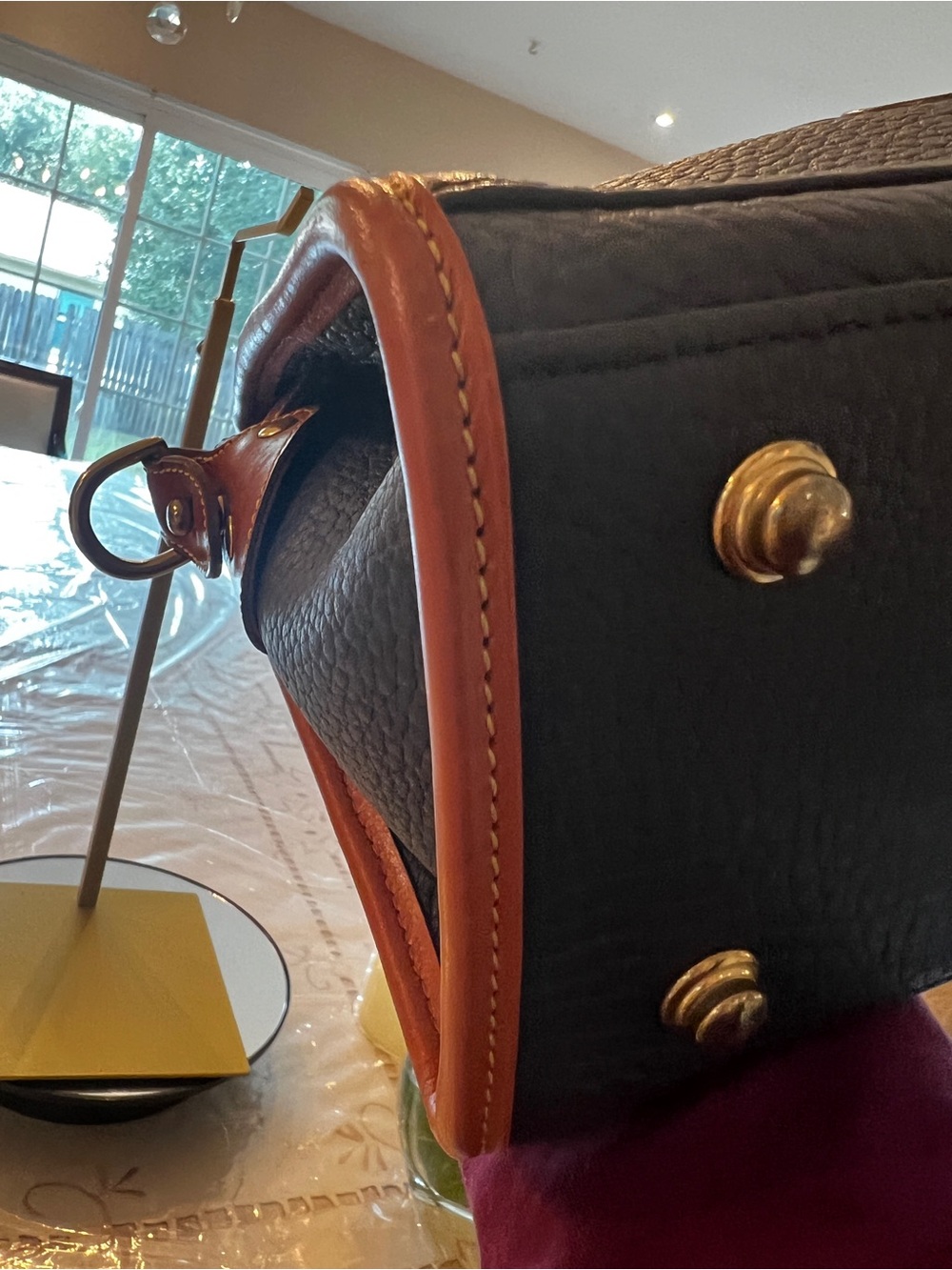 Vintage Dooney & Bourke All Weather Leather Black British Tan Satchel Crossbody - Picture 11 of 16